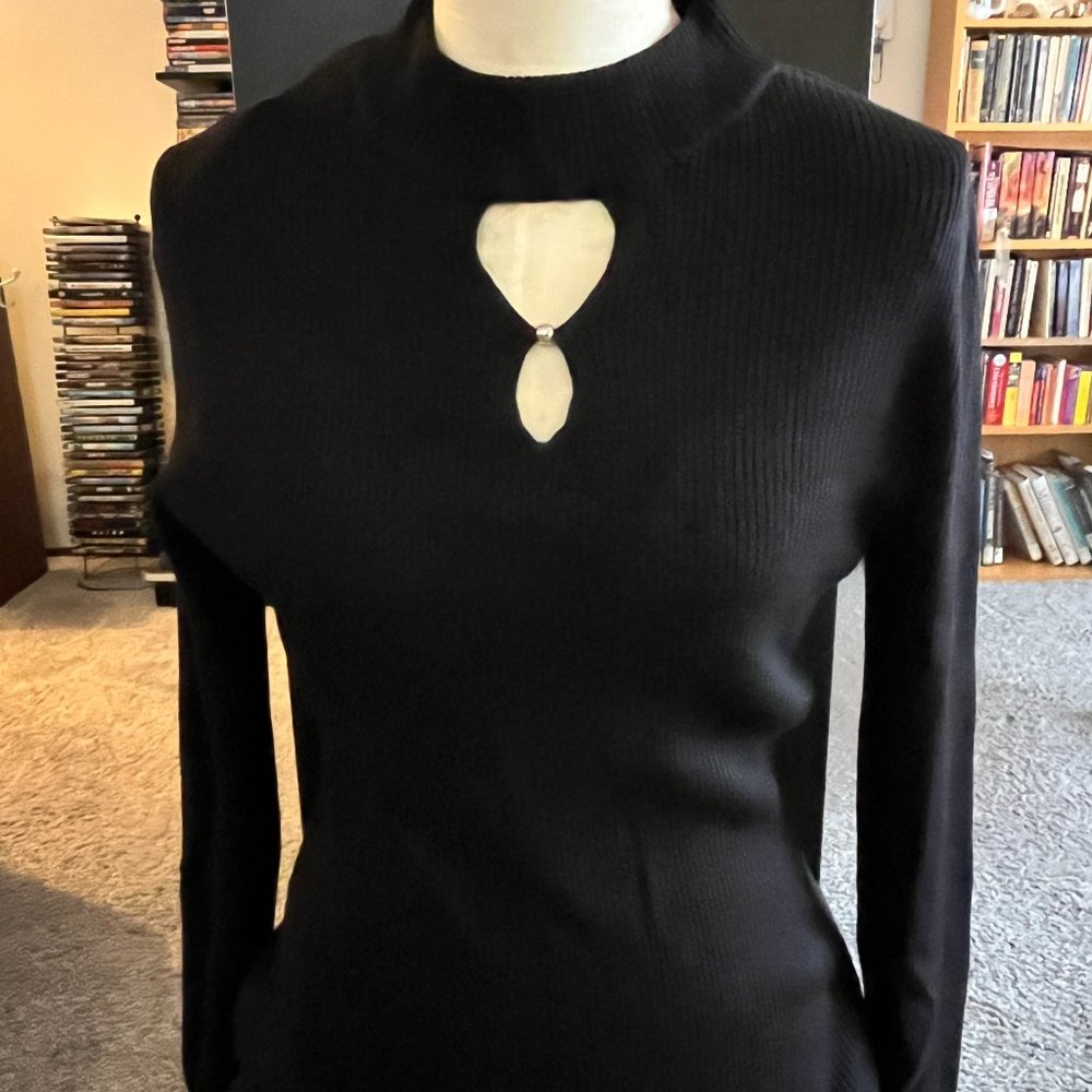 Black ribbed cutout bodycon dress L